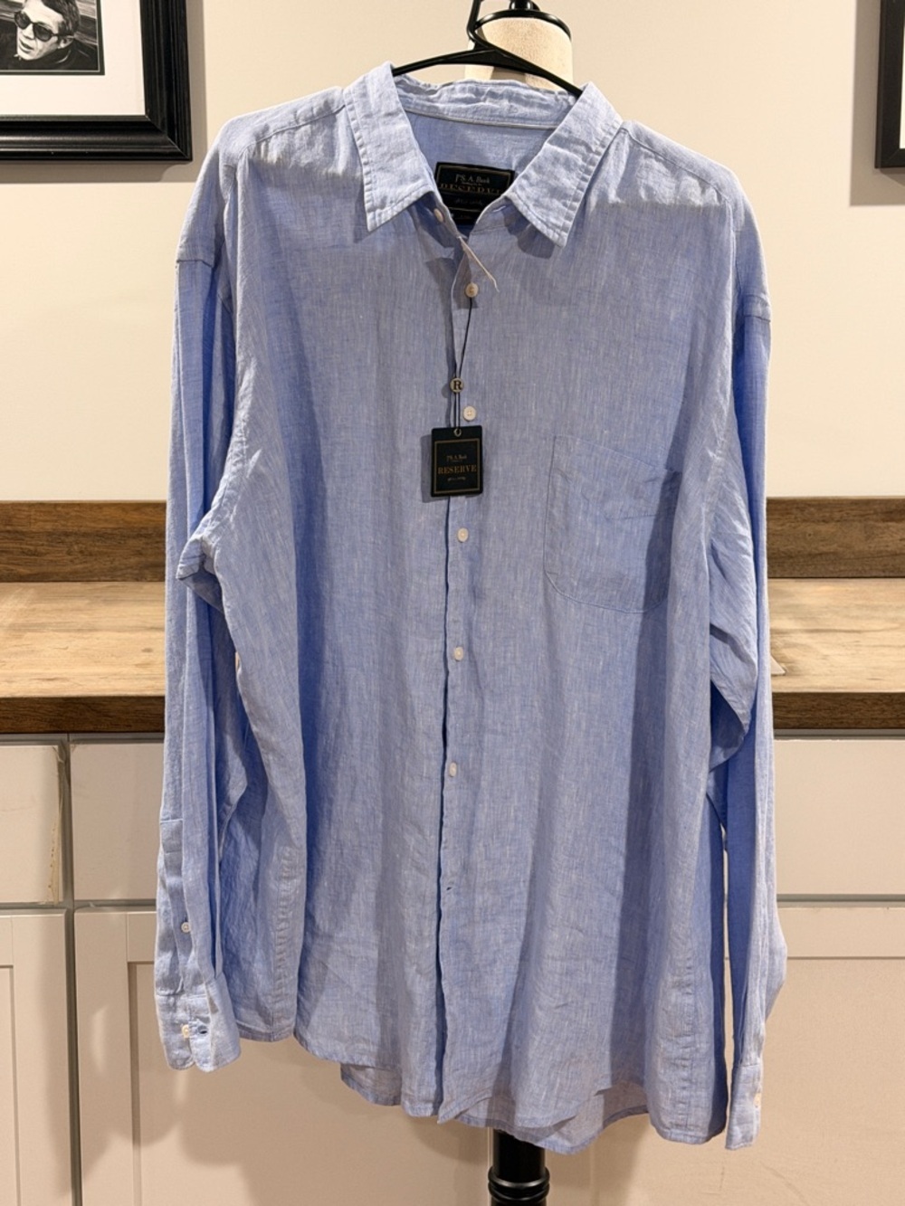 Jos A Bank 100% linen Men’s Light Blue Linen Button-Down Shirt XXL